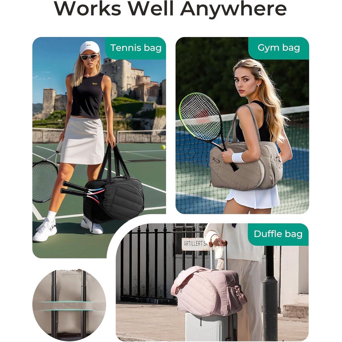Tennis Bag - Tennis Backpack - 42L with Shoe Compartment - Sports Bag - Waterproof Racket Bag - Protective Racket Compartment - Portable as a Shoulder Bag - Pink
