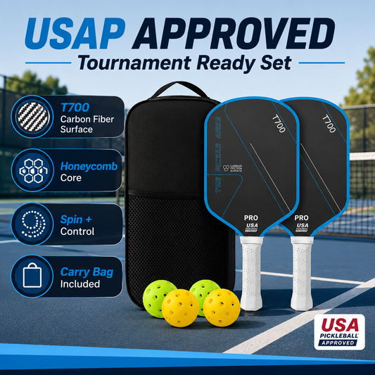 Pickleball Paddles Set of 2, USAP Approved T700 Carbon Fiber Pickleball Rackets with 4 Balls & Carry Bag – Pink