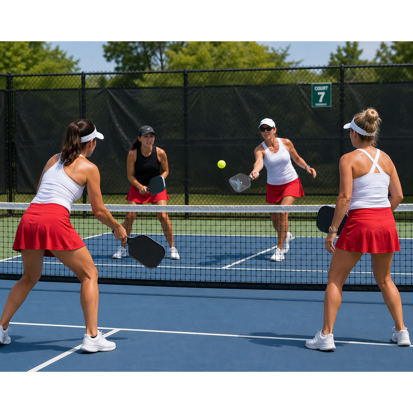 Women's Tennis Skort with Pockets & Built-in Shorts – High-Waisted Golf Running Skort for Active Lifestyle, Sporty Fitness Wear (Red,S)