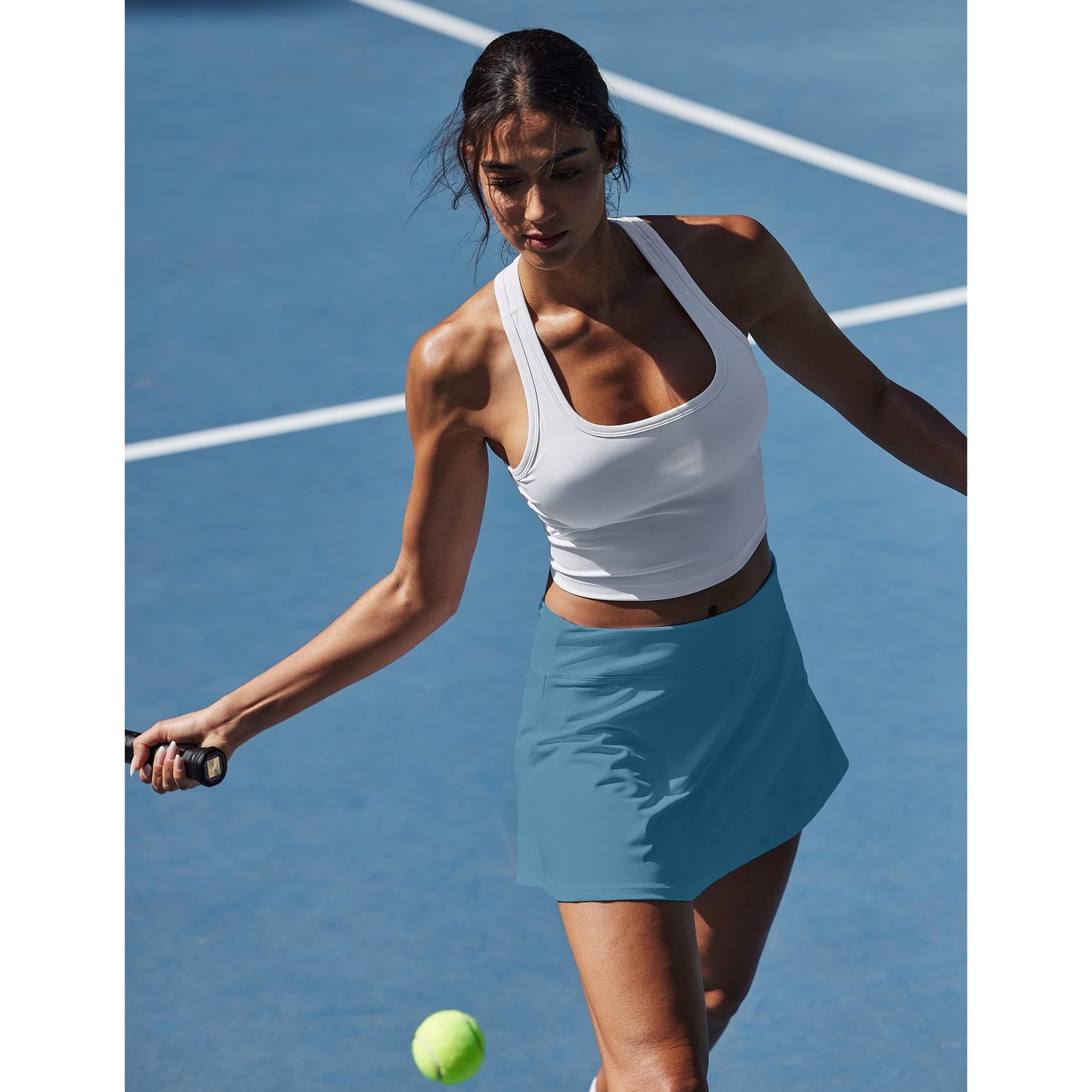 Women's Tennis Skort with Pockets & Built-in Shorts – High-Waisted Golf Running Skort for Active Lifestyle, Sporty Fitness Wear (blue,L)