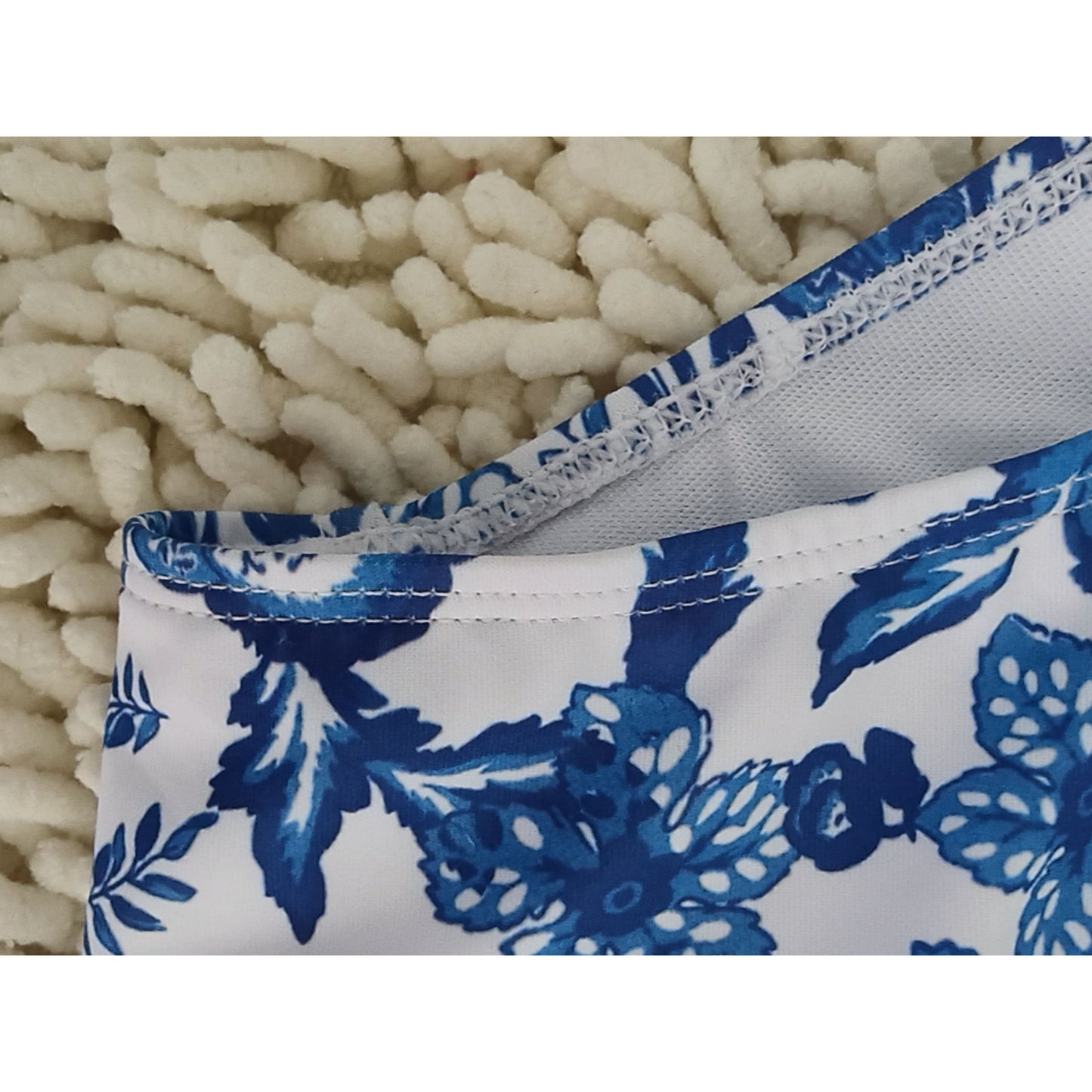 Elegant Chinese-Inspired Printed Bathing Suit With Eye-catching Blue And White Motif Size M