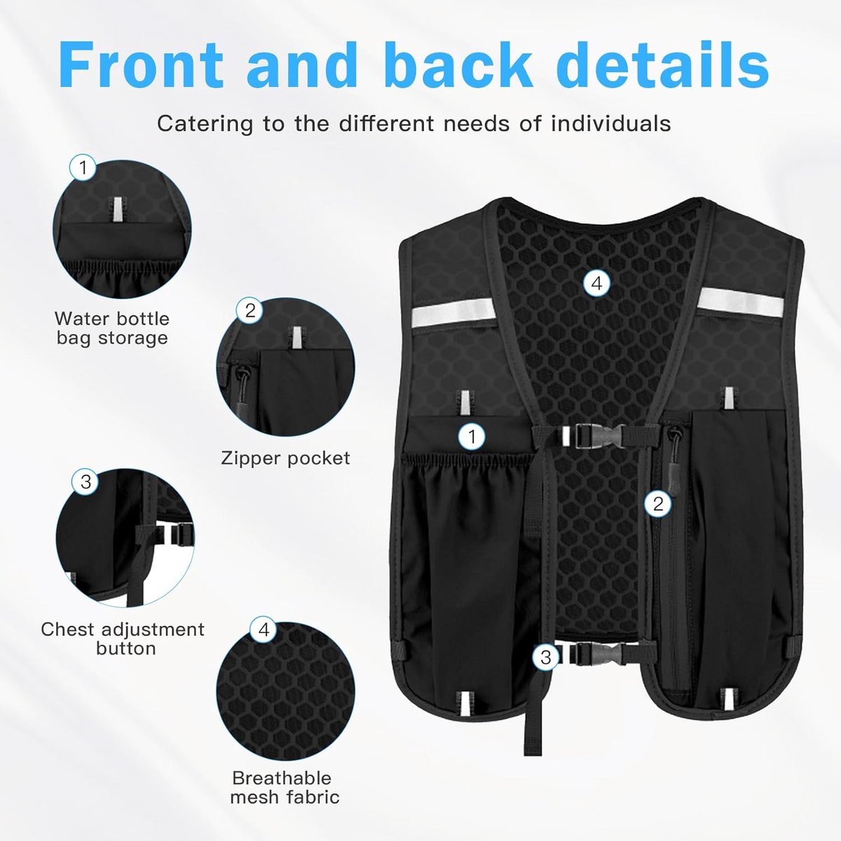 Reflective Running Vest  - With 500ml Flask
