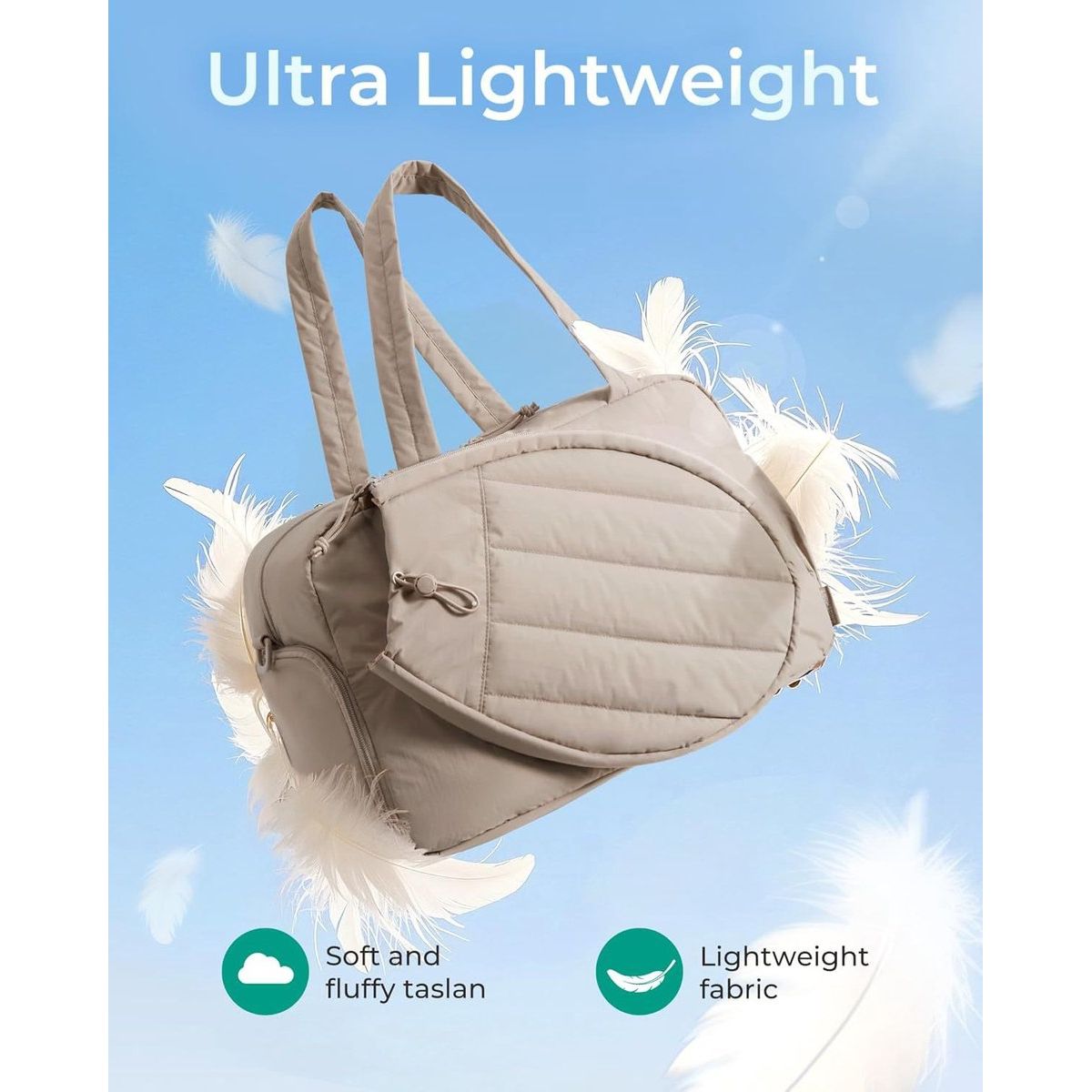 Tennis Bag - Tennis Backpack - 42L with Shoe Compartment - Sports Bag - Waterproof Racket Bag - Protective Racket Compartment - Portable as a Shoulder Bag - Camel