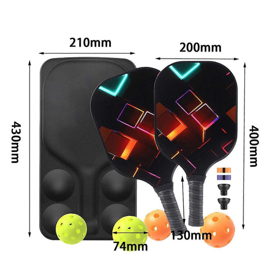 Pickleball Rackets Set with Ergonomic Fibreglass Grip, Gym Gift for Adults