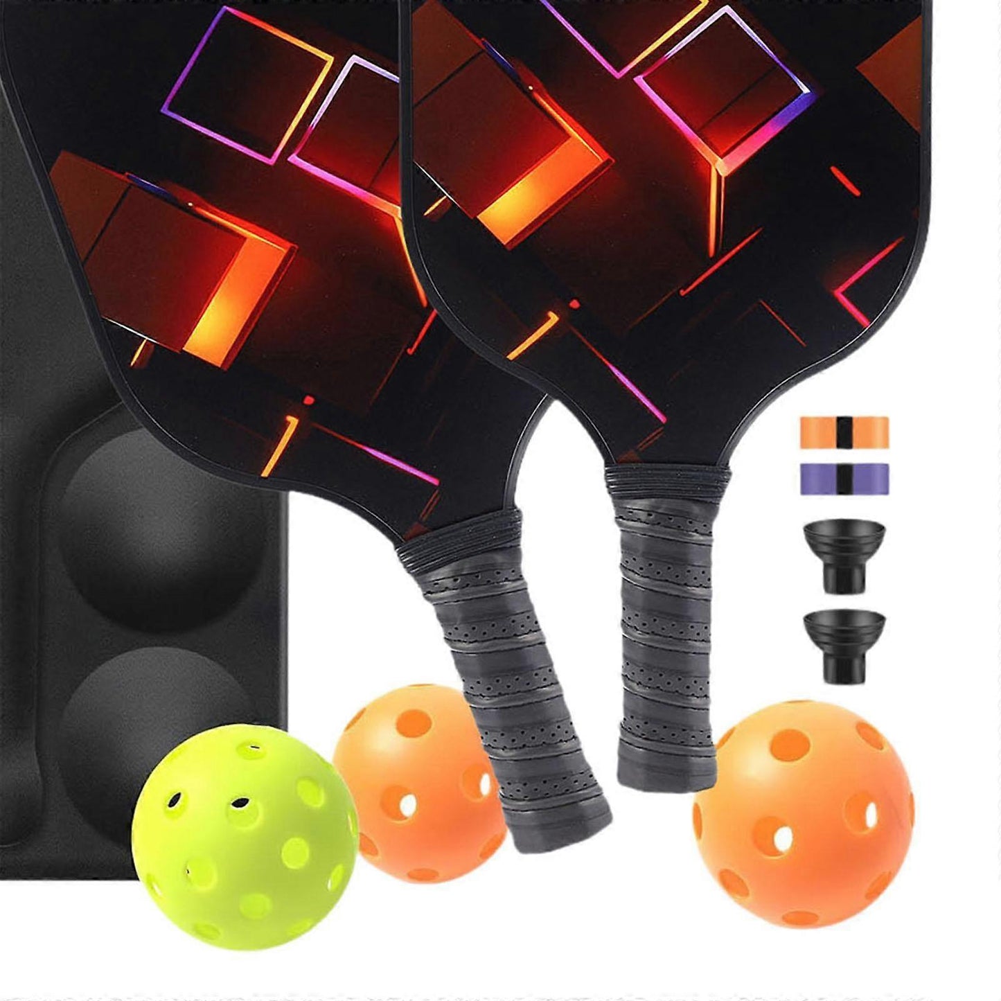 Pickleball Rackets Set with Ergonomic Fibreglass Grip, Gym Gift for Adults