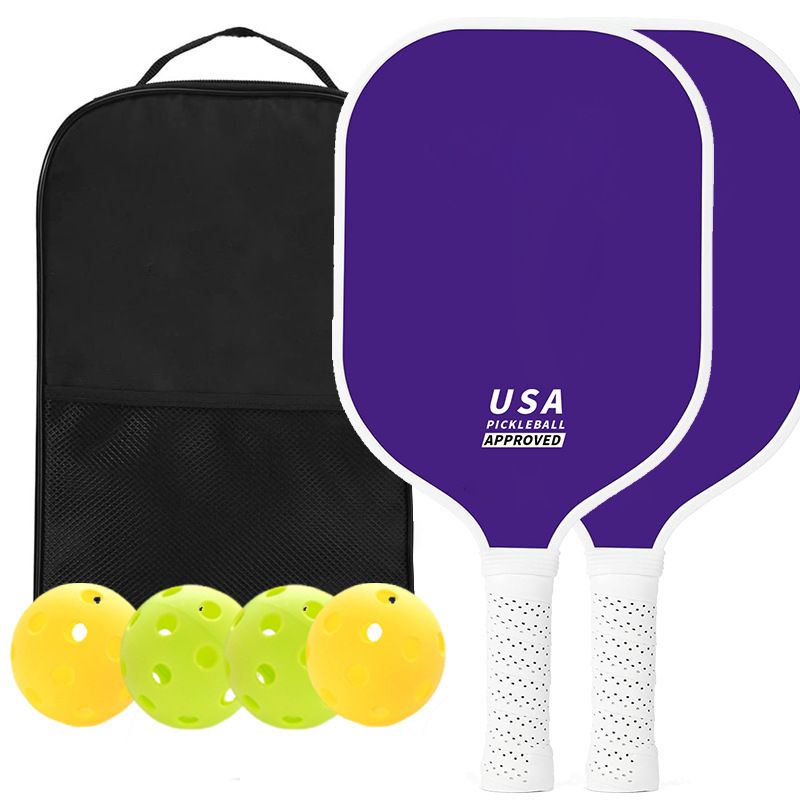 2-Player Pickleball Paddle (Sky Blue) Set, Durable Glass Fibre Pickleball Racquets with Comfort Grip, Includes 4 Balls & Carry Bag