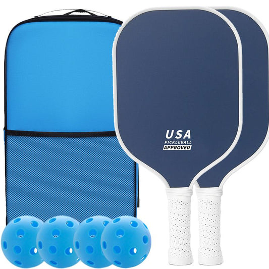 2-Player Pickleball Paddle (Navy Blue) Set, Durable Glass Fibre Pickleball Racquets with Comfort Grip, Includes 4 Balls & Carry Bag