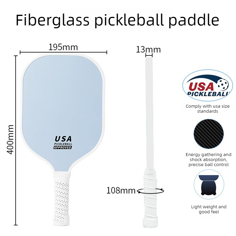 2-Player Pickleball Paddle (Navy Blue) Set, Durable Glass Fibre Pickleball Racquets with Comfort Grip, Includes 4 Balls & Carry Bag
