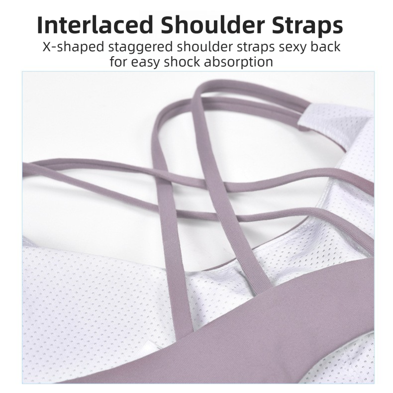 M Size White Elegant Sexy Criss-Cross Back Sports Bra for Women - High Support & Anti-Shock, Wire-Free Yoga Crop Top with X-Shape Fine Strap