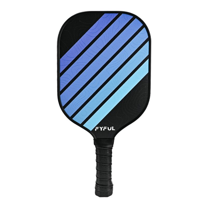 Black + Blue Striped Fibreglass Pickleball Paddle – Ultra Lightweight Pickleball Racket for Outdoor Play with Large Sweet Spot, Shock-Absorbing Silicone Grip and TPU Edge Guard